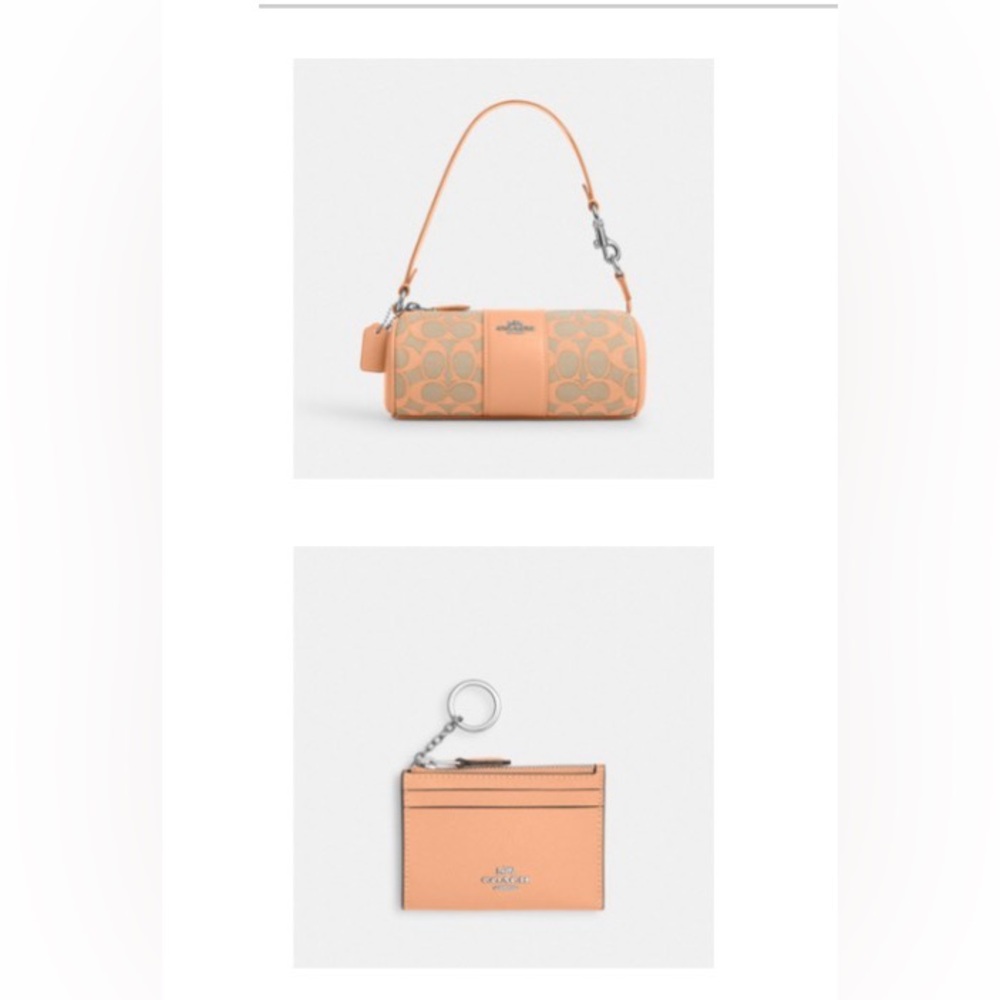 Coach Tan and Orange Signature Key Holder Set